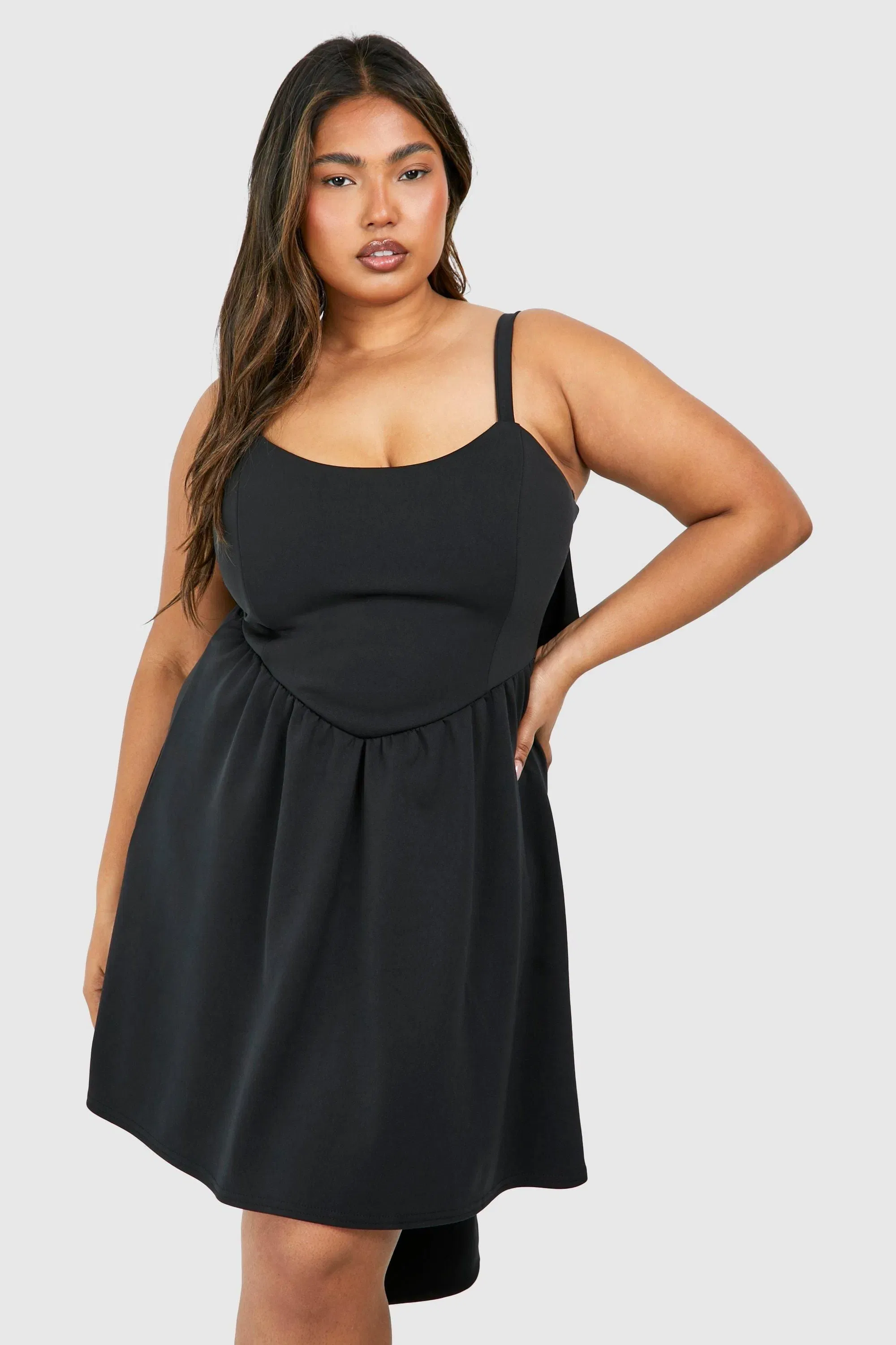 Plus Scuba Bow Detail Skater Dress