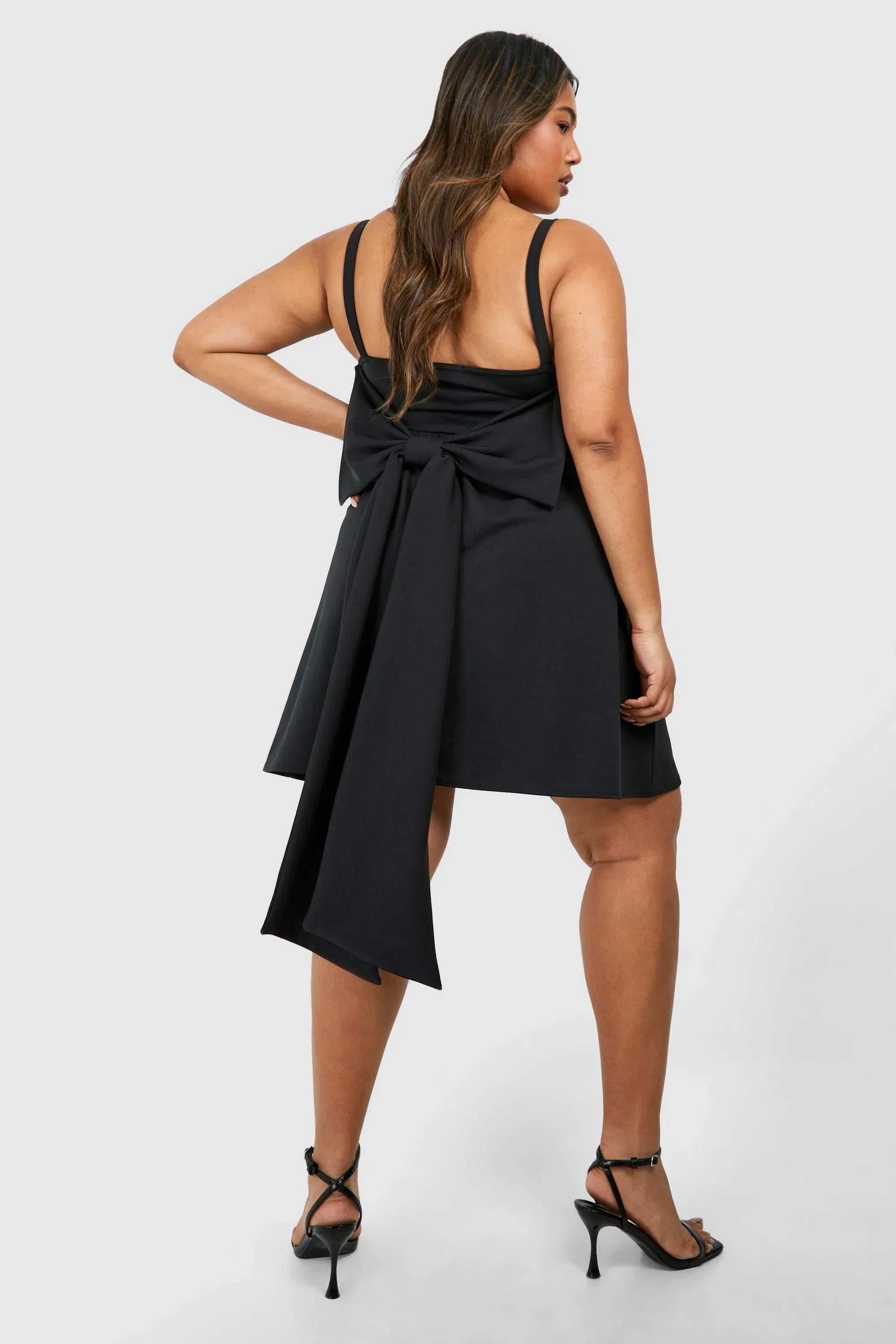 Plus Scuba Bow Detail Skater Dress