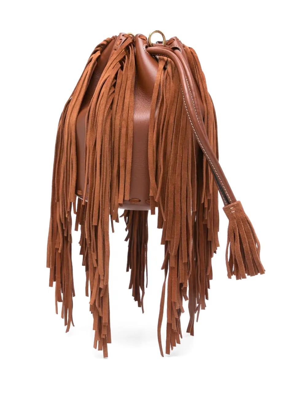 fringed leather shoulder bag