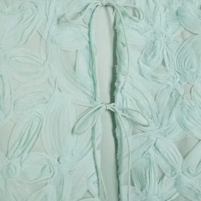 Green 3D Flower Tie Front Jacket