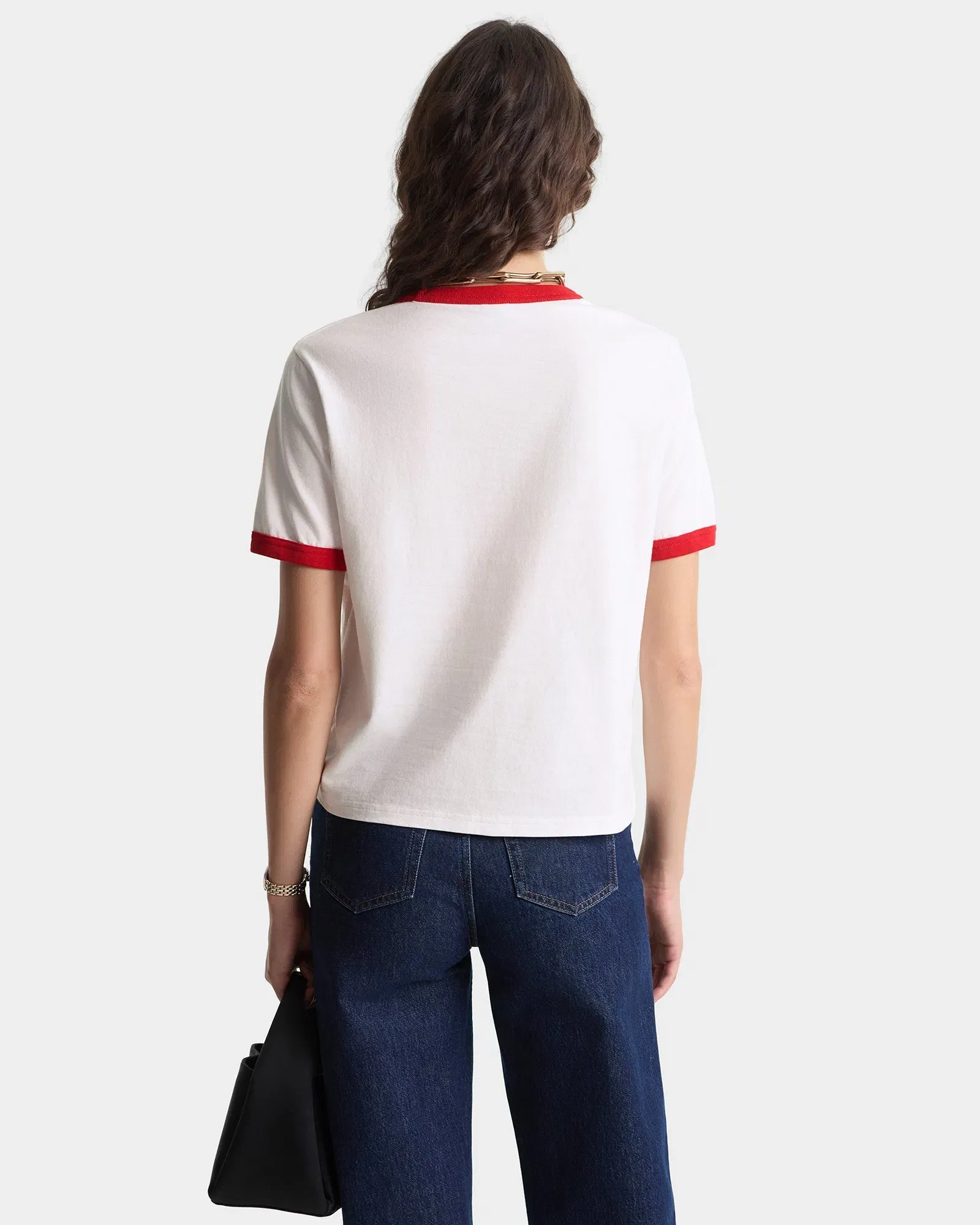 California Emblem Ringer T-Shirt - White/Ruby