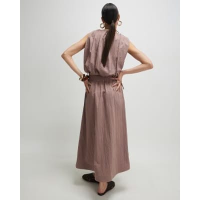 Brown Midi Full Skirt