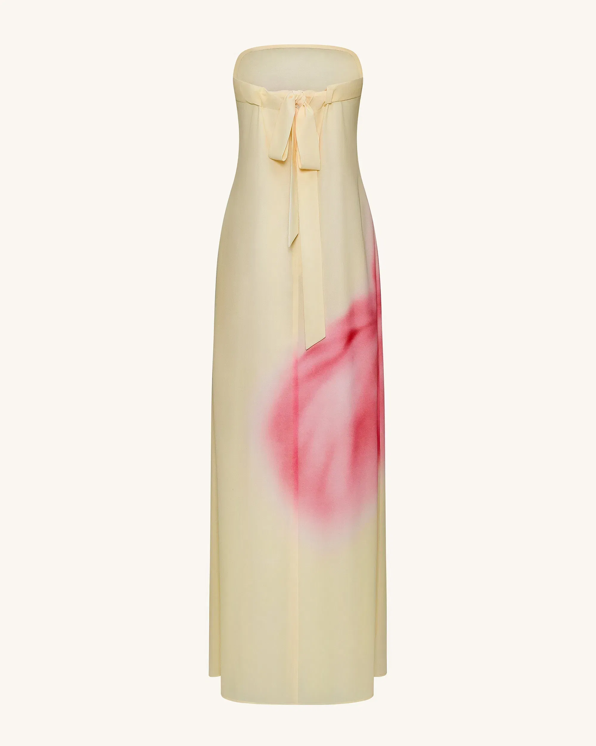 Watercolor Floral Print Strapless Maxi Dress - Blue
