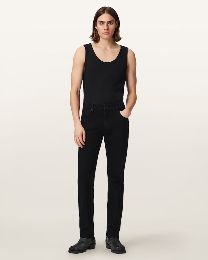 AllSaints Sid Comfort Denim Skinny Jeans Jet Black