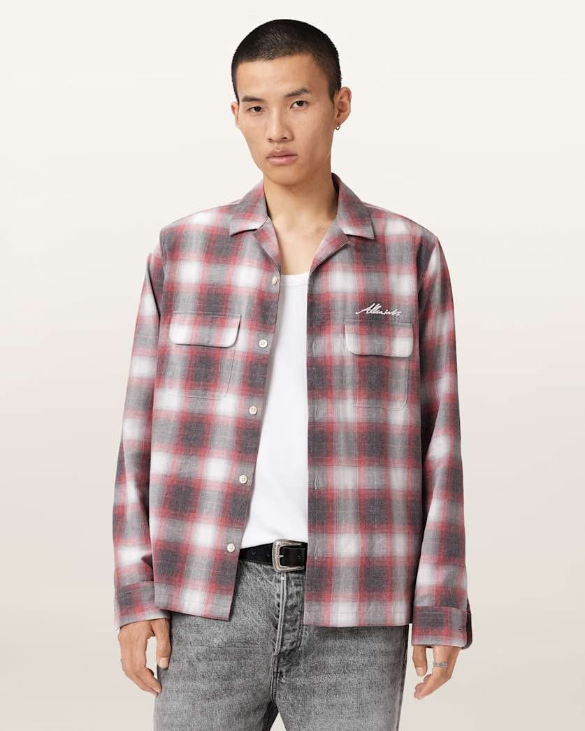 AllSaints Shams Long Sleeve Shirt Claret Red