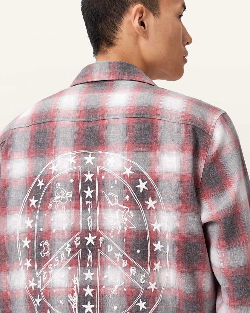 AllSaints Shams Long Sleeve Shirt Claret Red