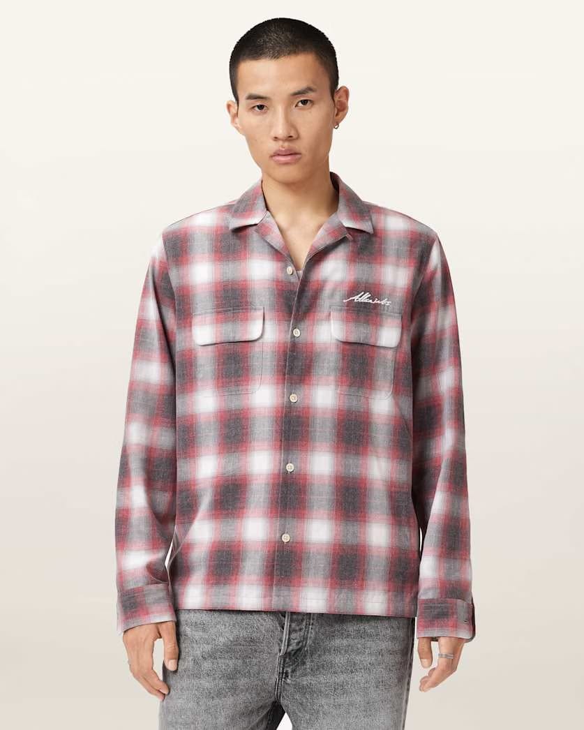 AllSaints Shams Long Sleeve Shirt Claret Red