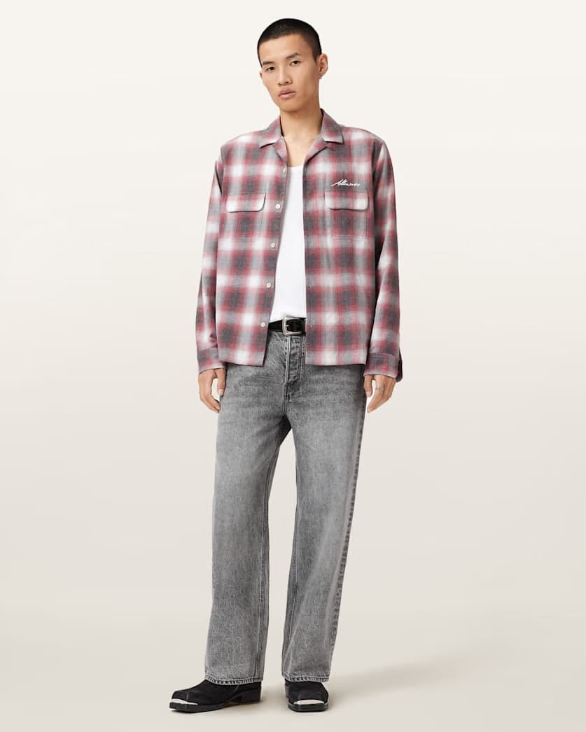 AllSaints Shams Long Sleeve Shirt Claret Red
