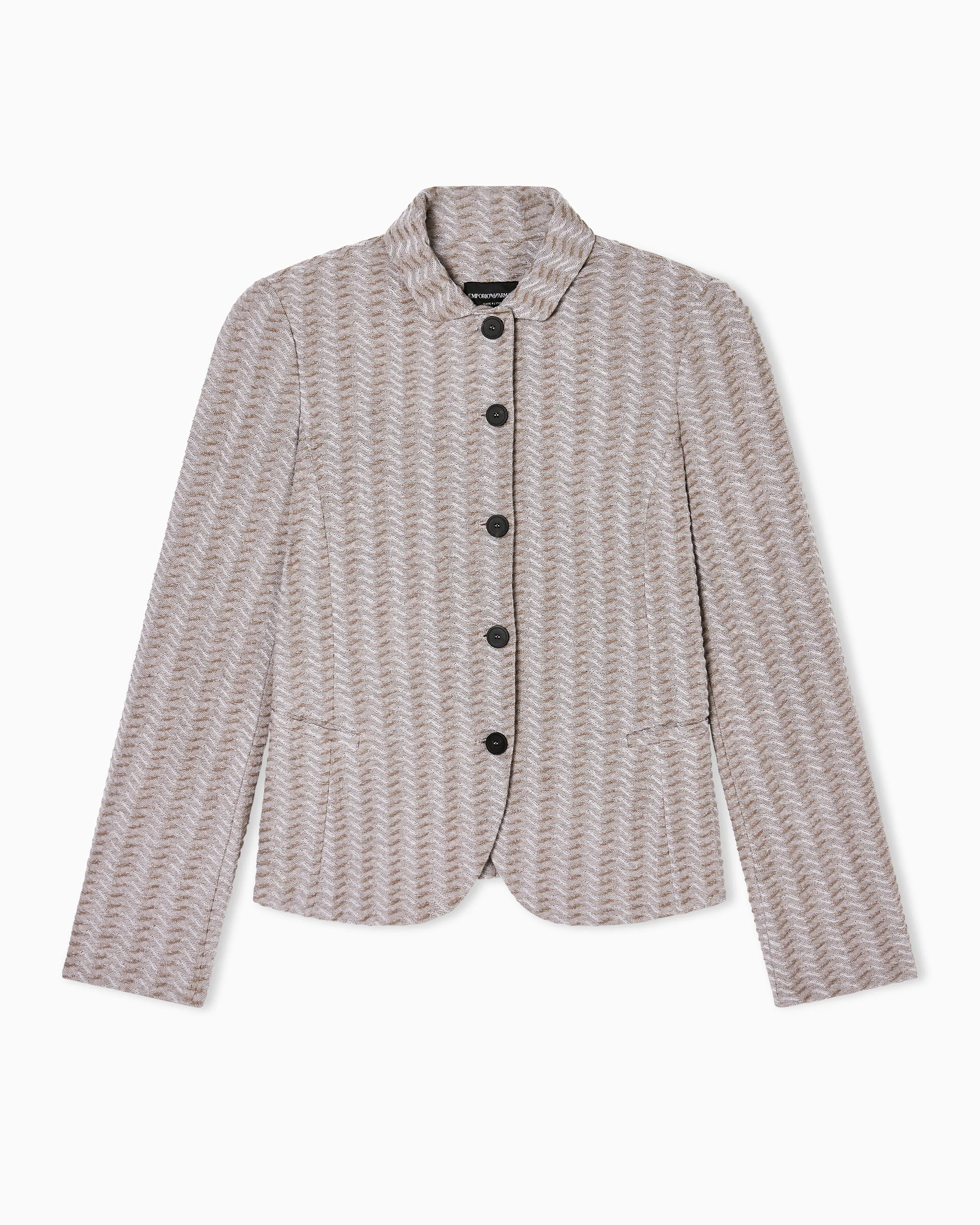 Emporio Armani Jacquard jersey knit jacket with an embossed wave design