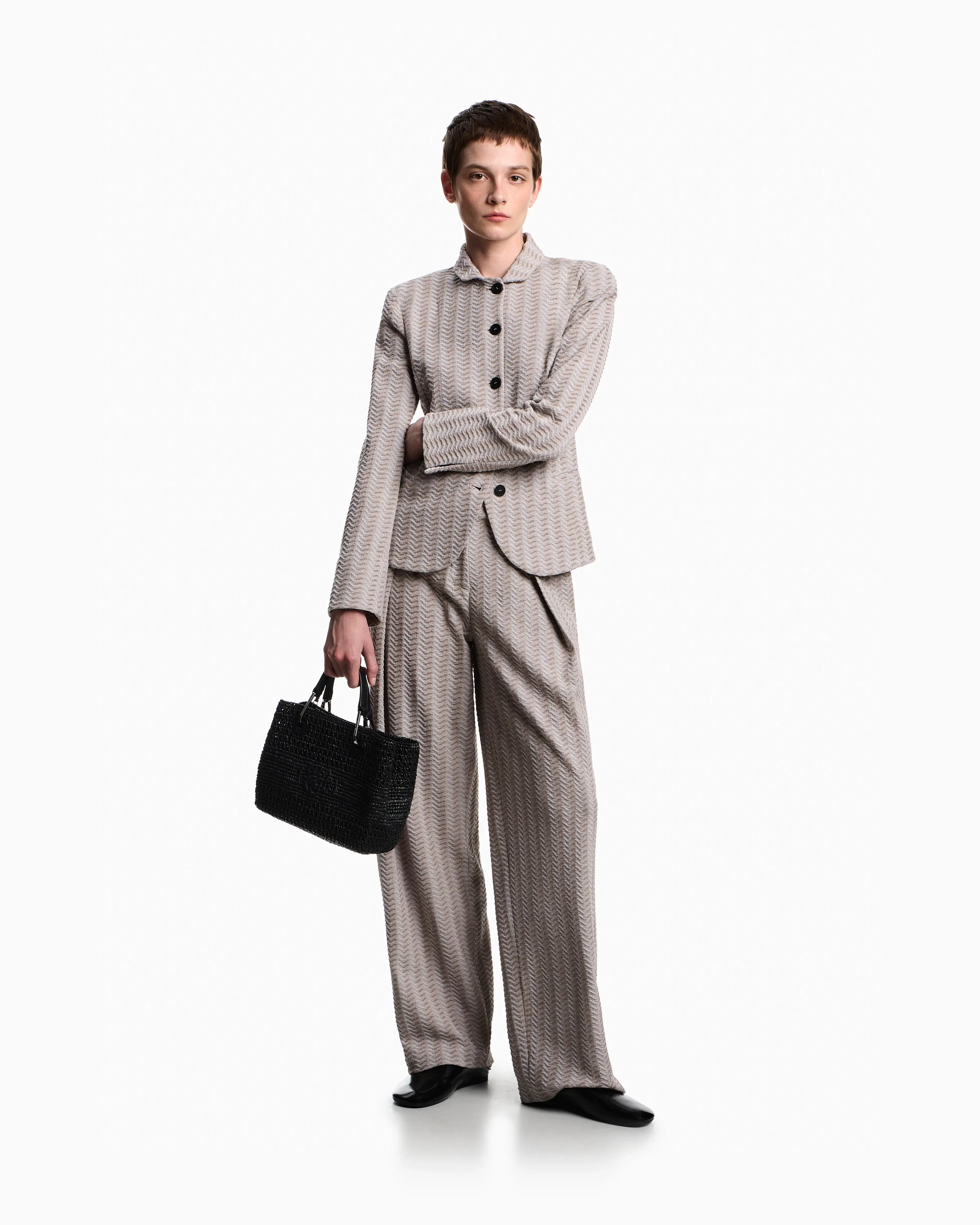 Emporio Armani Jacquard jersey knit jacket with an embossed wave design