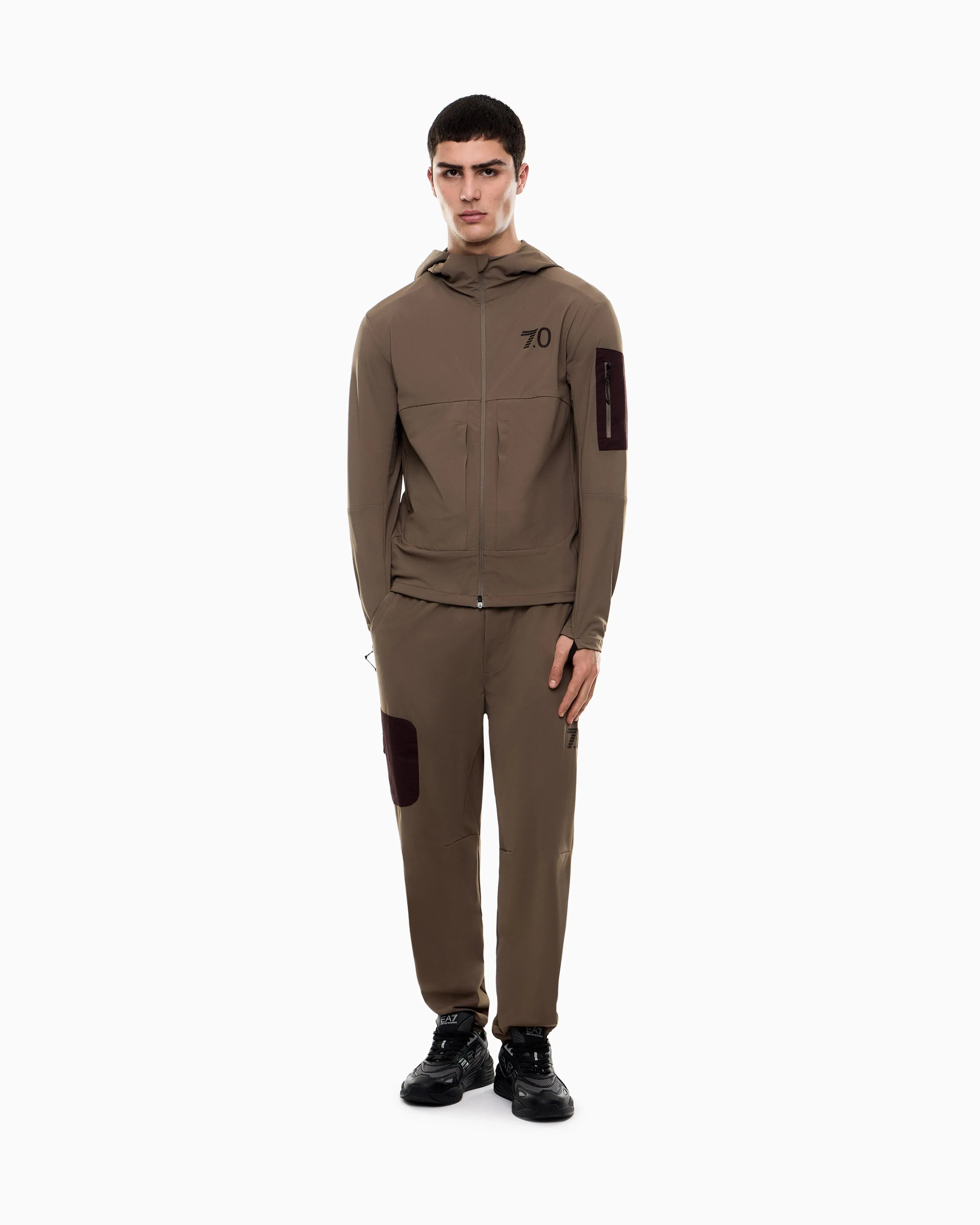 EA7 7.0 SHOW hooded jacket in stretch technical fabric