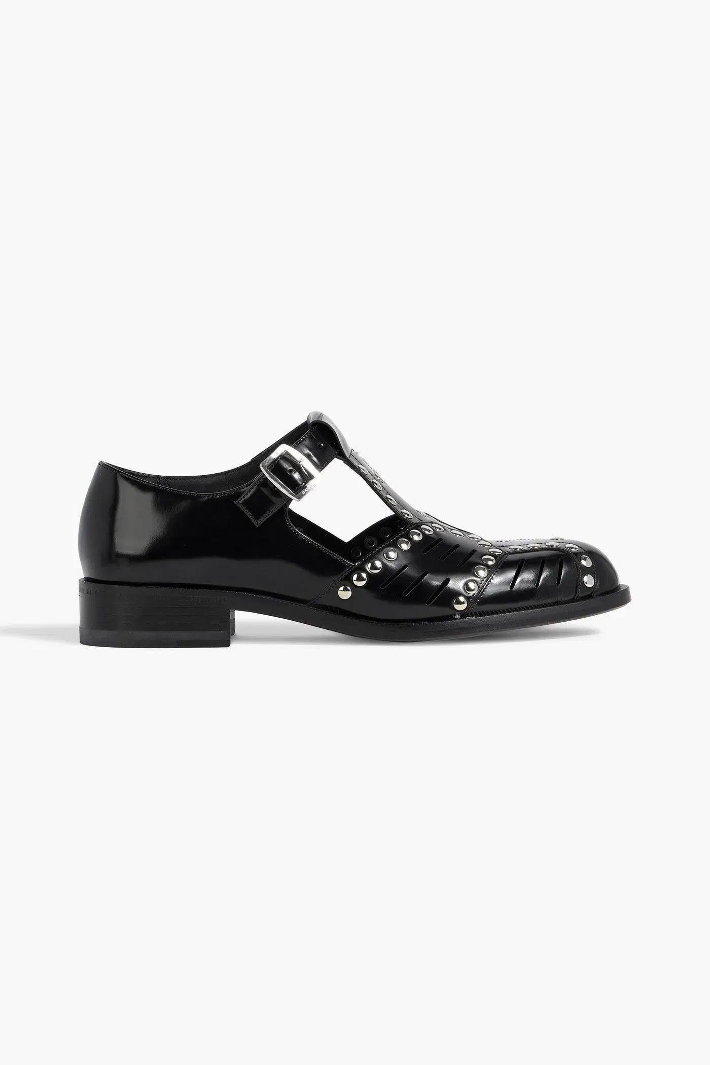 Bally Spiegel Studded Glossed-Leather Sandals Black Women's