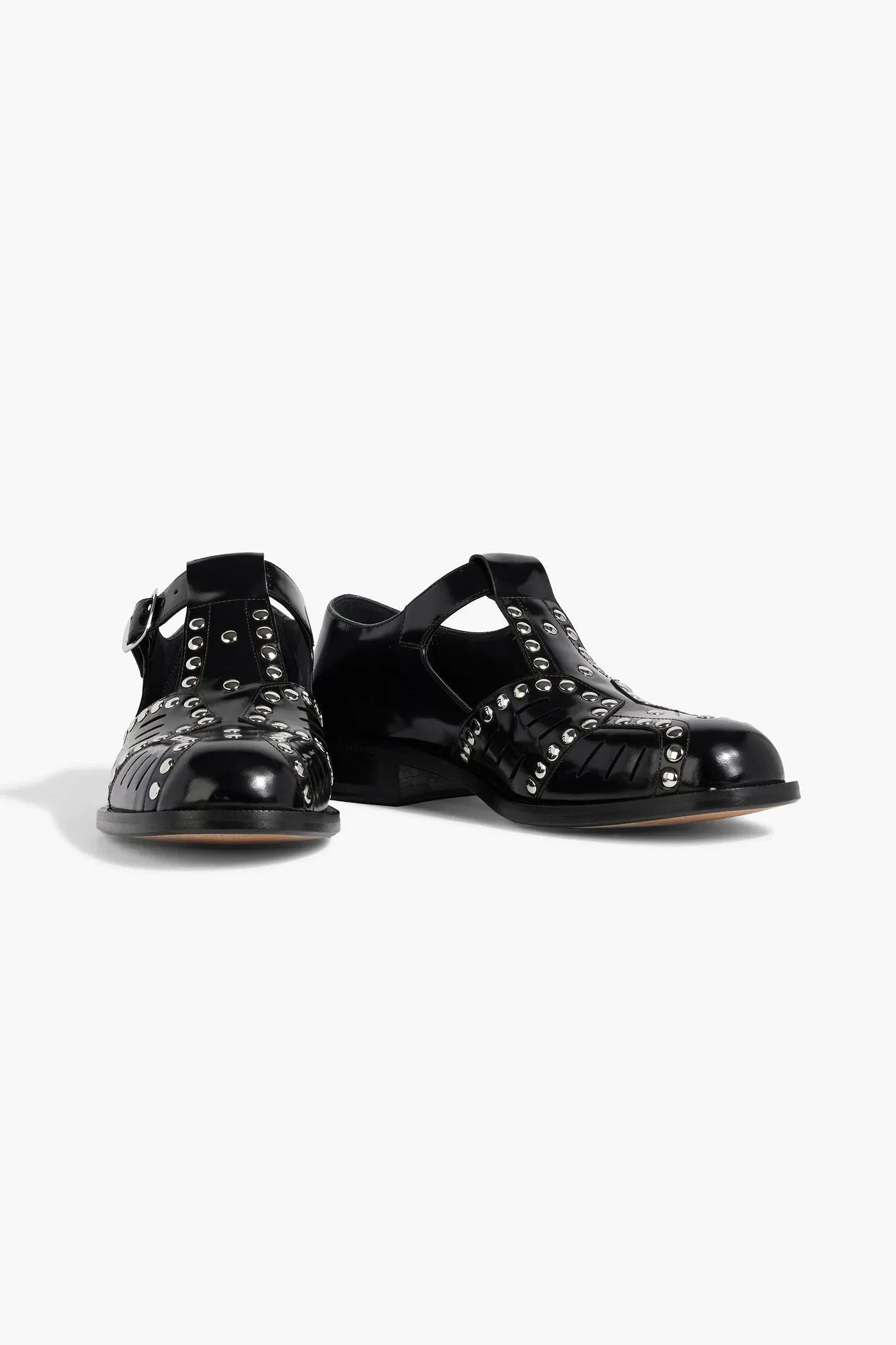 Bally Spiegel Studded Glossed-Leather Sandals Black Women's