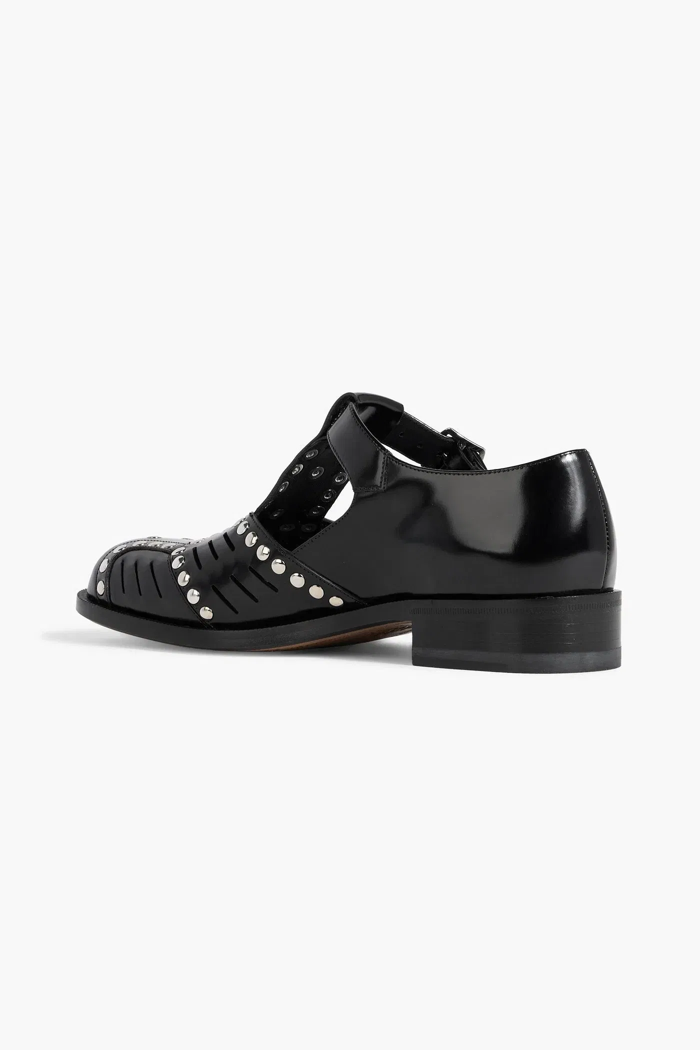 Bally Spiegel Studded Glossed-Leather Sandals Black Women's
