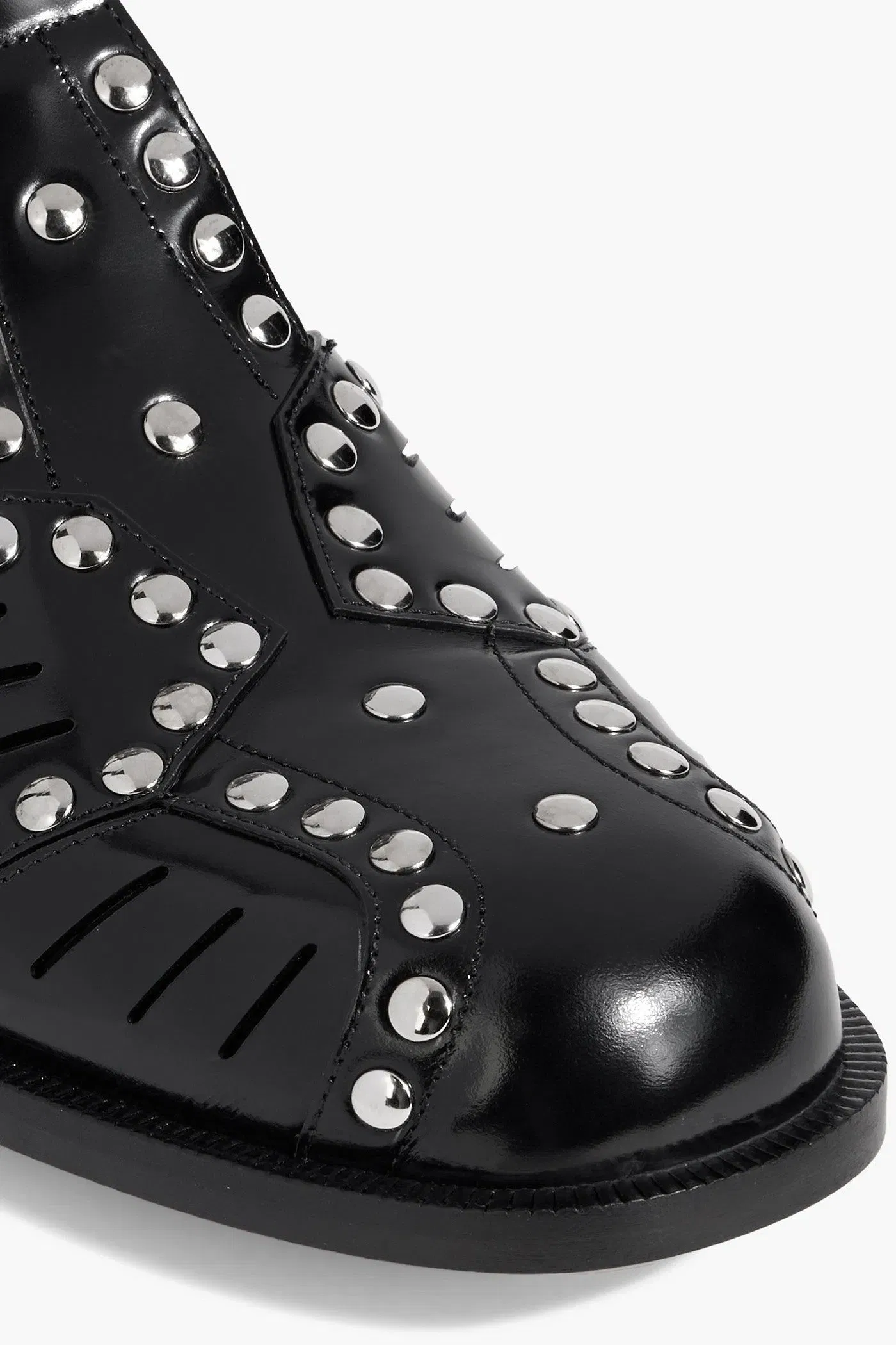 Bally Spiegel Studded Glossed-Leather Sandals Black Women's