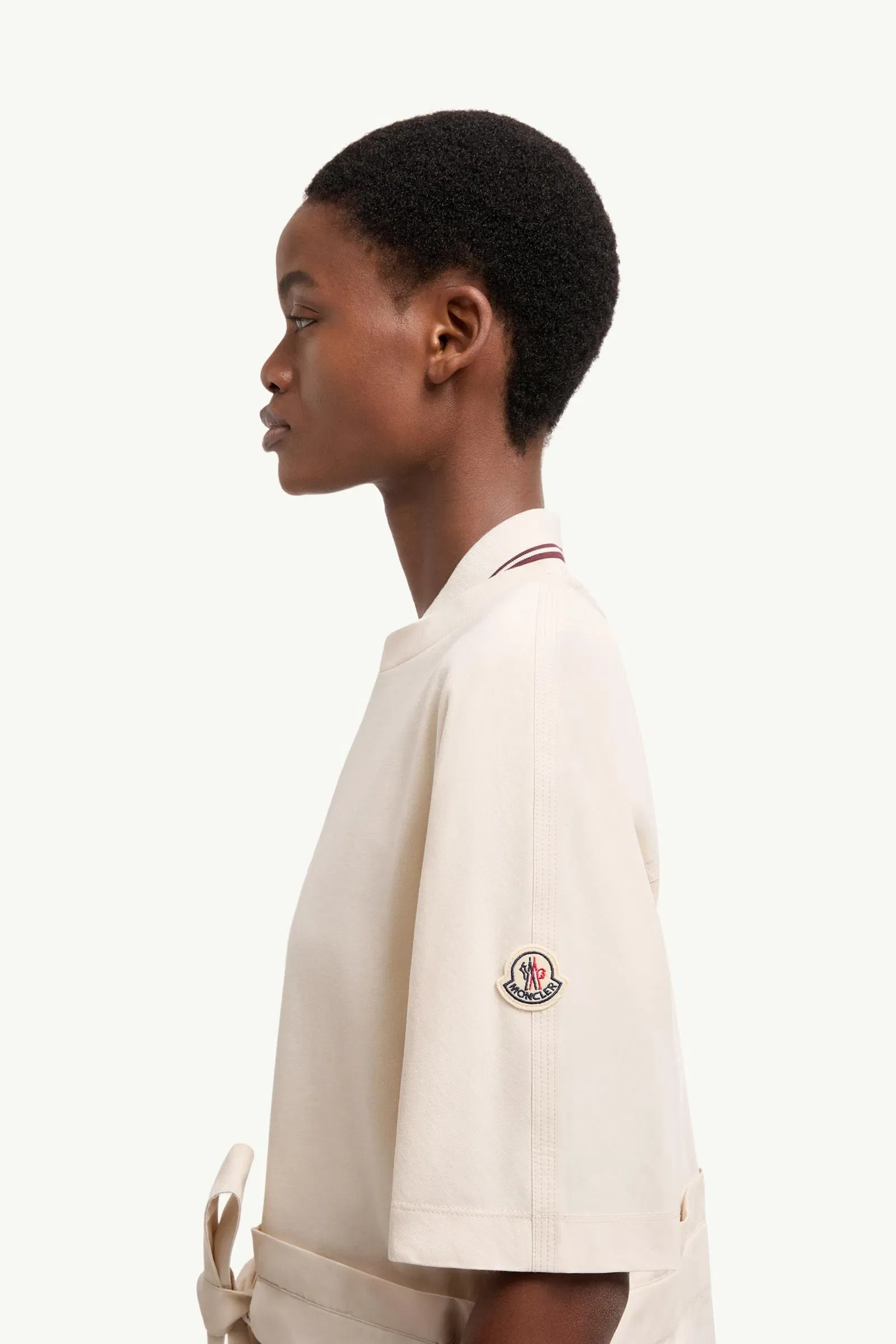 Moncler Belted Cotton Mini Dress White Ivory White Ivory