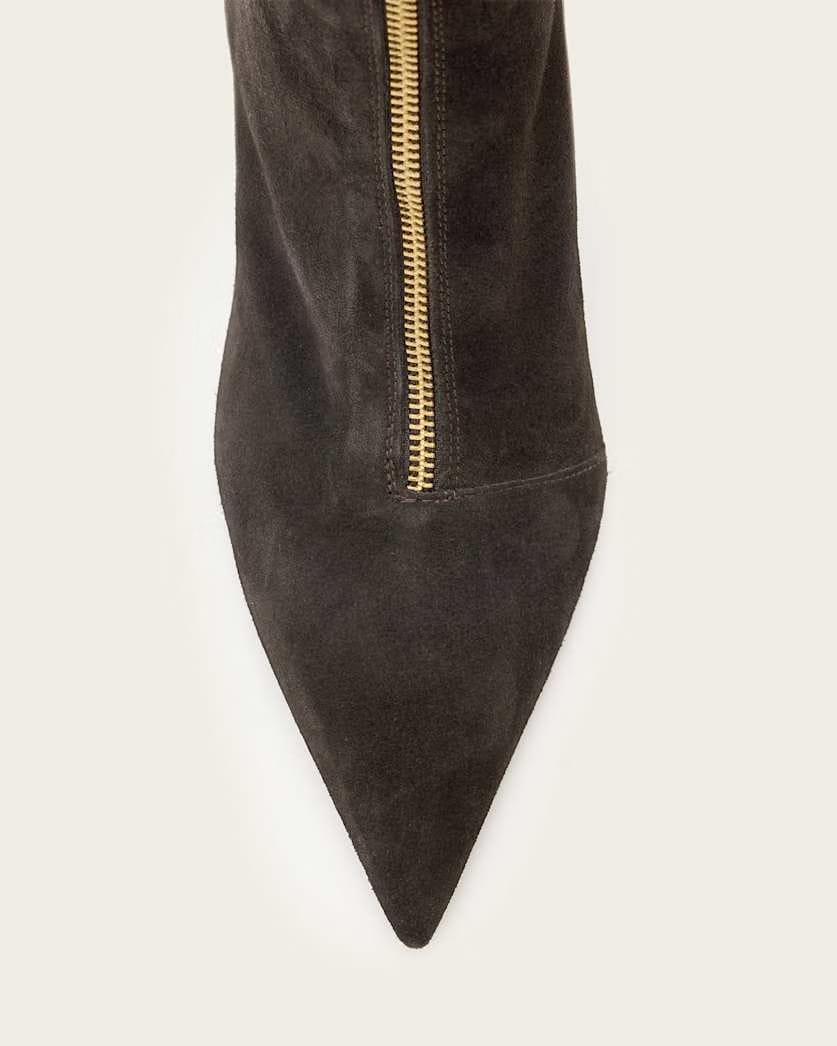 AllSaints Natasha Pointed Zip Up Suede Boots Women's Bitter Brown Women's