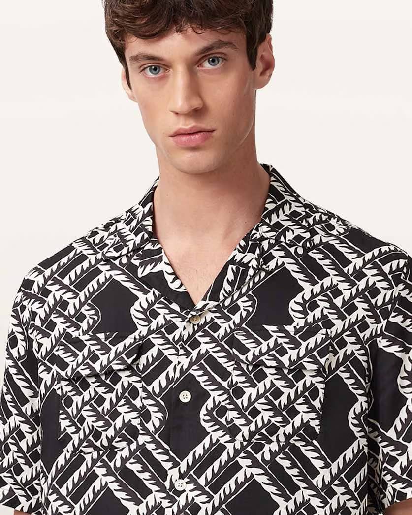 AllSaints Twined Short Sleeve Shirt Jet Black