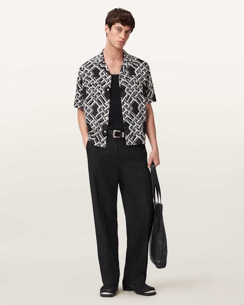 AllSaints Twined Short Sleeve Shirt Jet Black