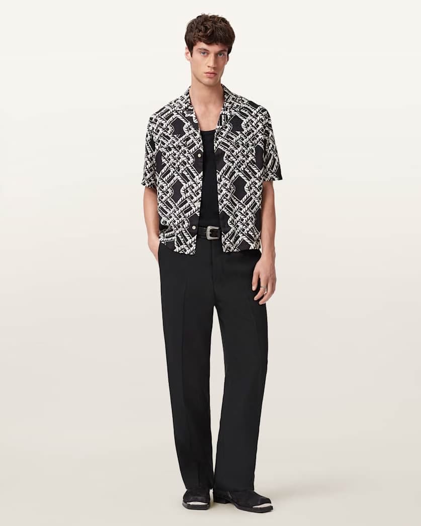 AllSaints Twined Short Sleeve Shirt Jet Black