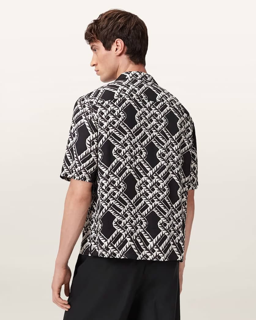 AllSaints Twined Short Sleeve Shirt Jet Black
