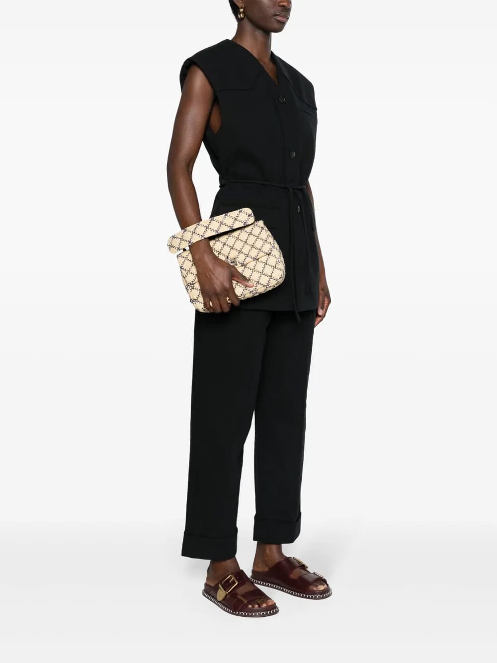 Rockstud woven tote bag