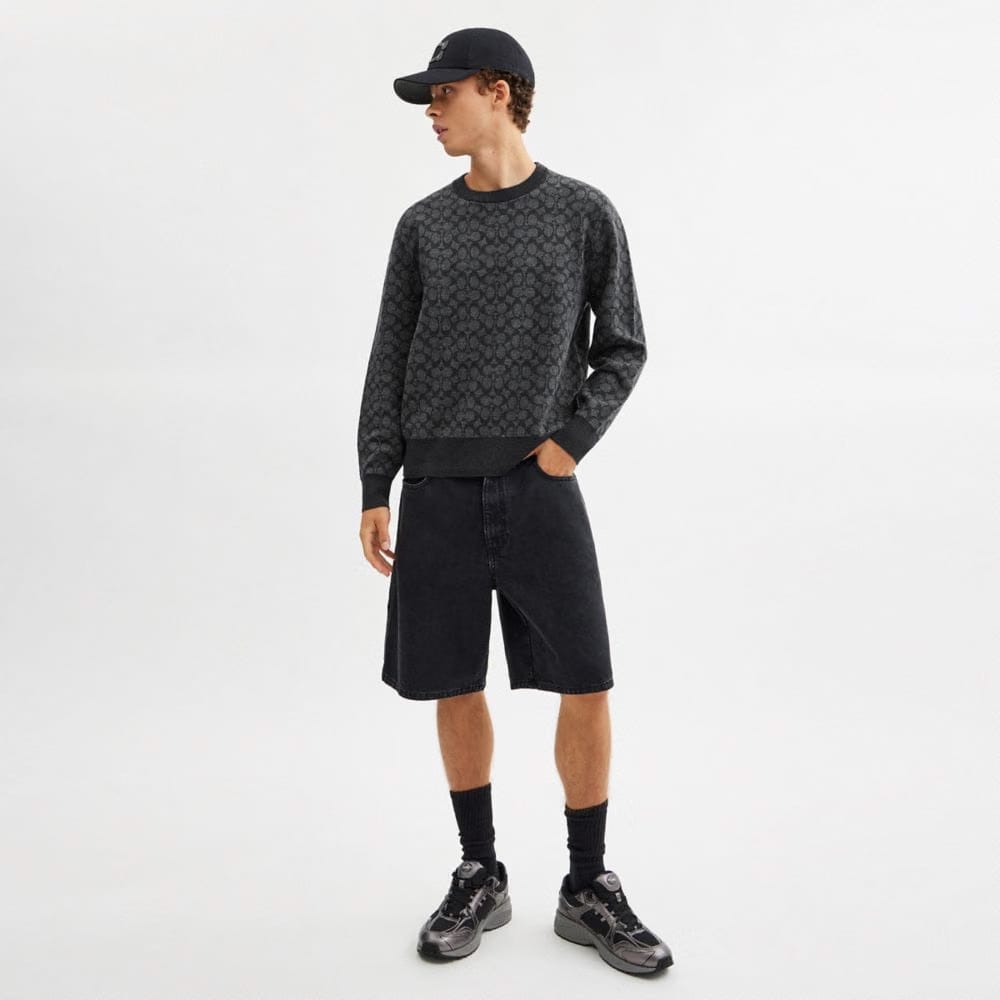 Coach Signature Crewneck Sweater Charcoal Signature