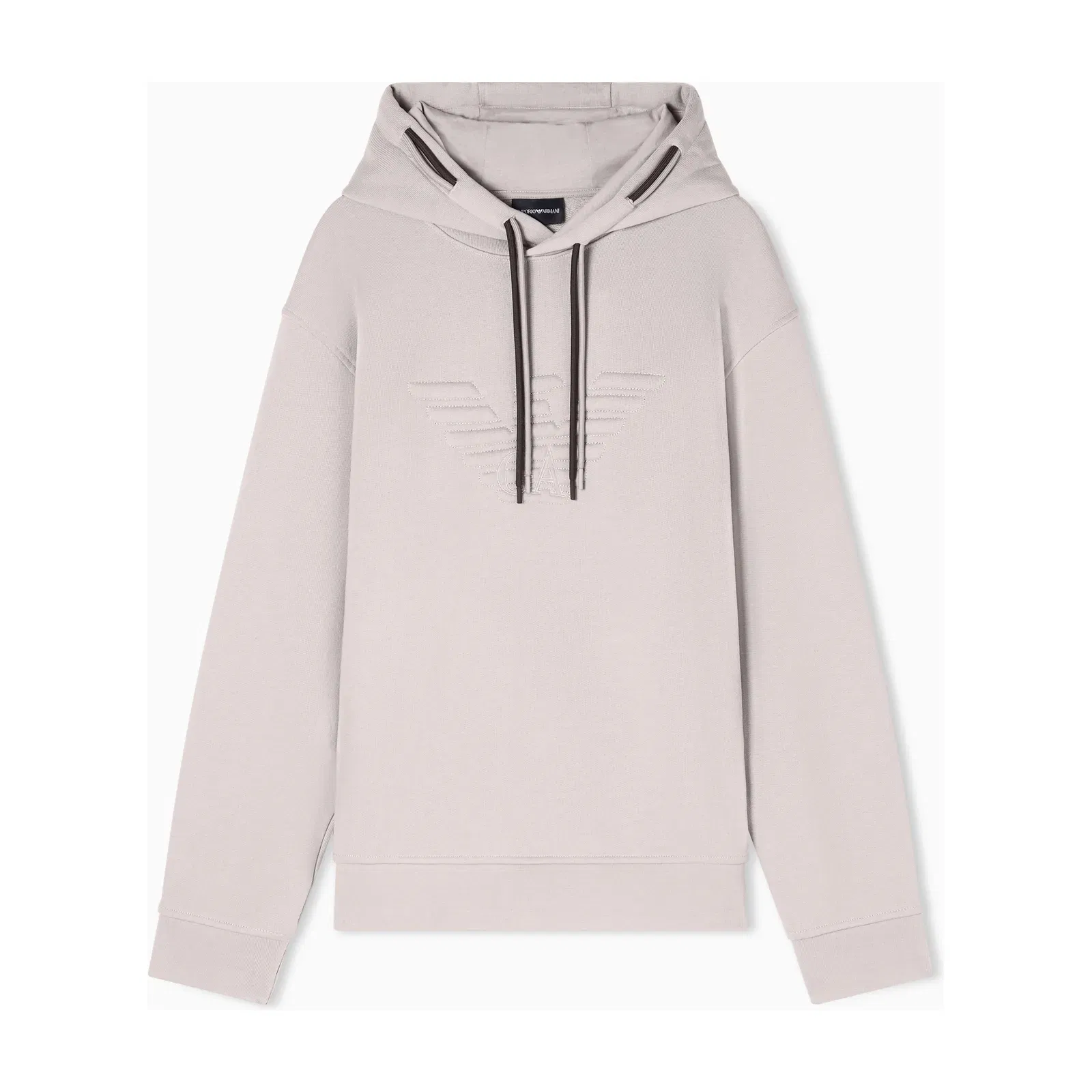 Emporio Armani Loose-fit hooded sweatshirt in French terry jersey with a domed eagle