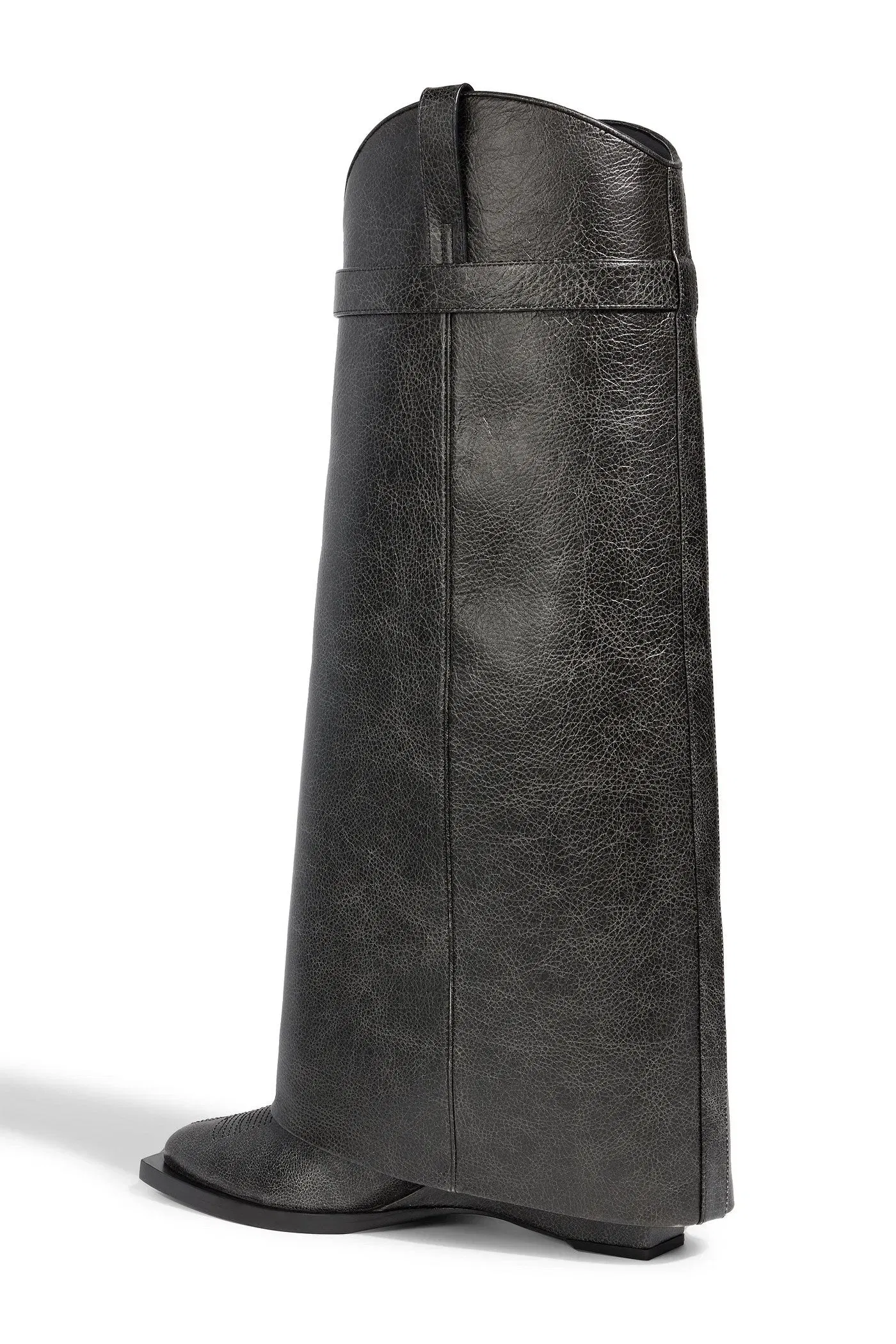 Givenchy Shark Lock Textured-Leather Knee Boots Black Women's