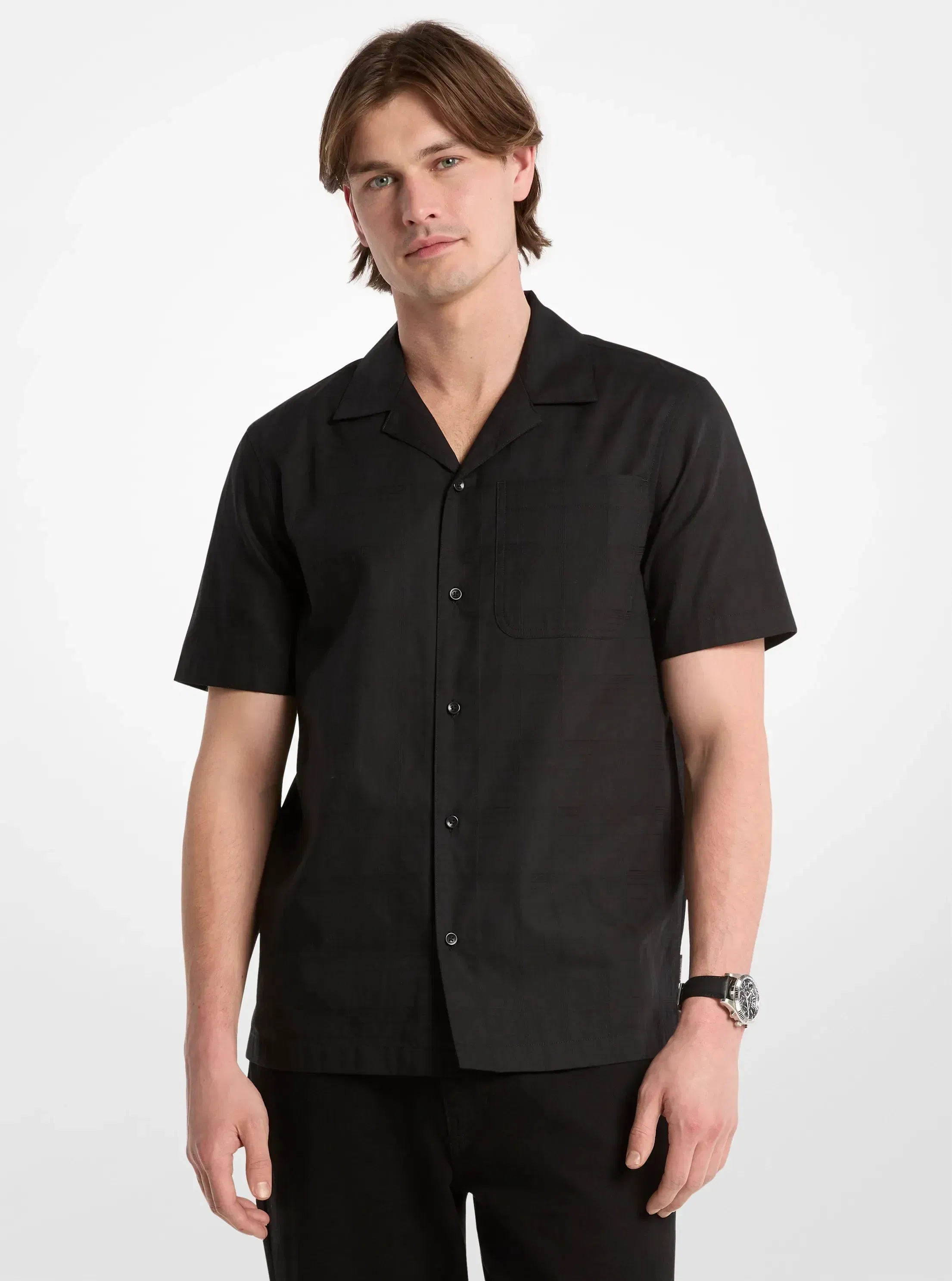 Michael Kors Cotton Short-Sleeve Shirt BLACK