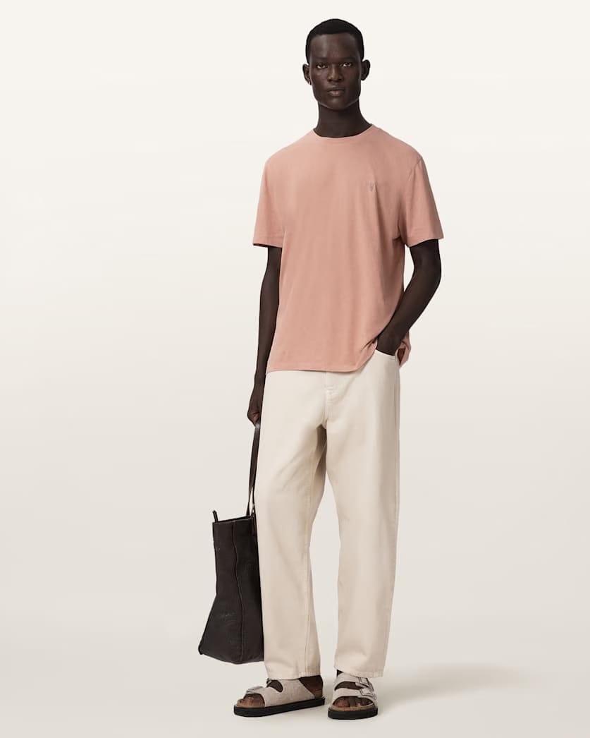 AllSaints Saka Short Sleeve Ramskull Cotton T Shirt Sunbaked Pink