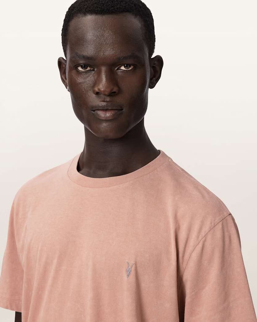 AllSaints Saka Short Sleeve Ramskull Cotton T Shirt Sunbaked Pink