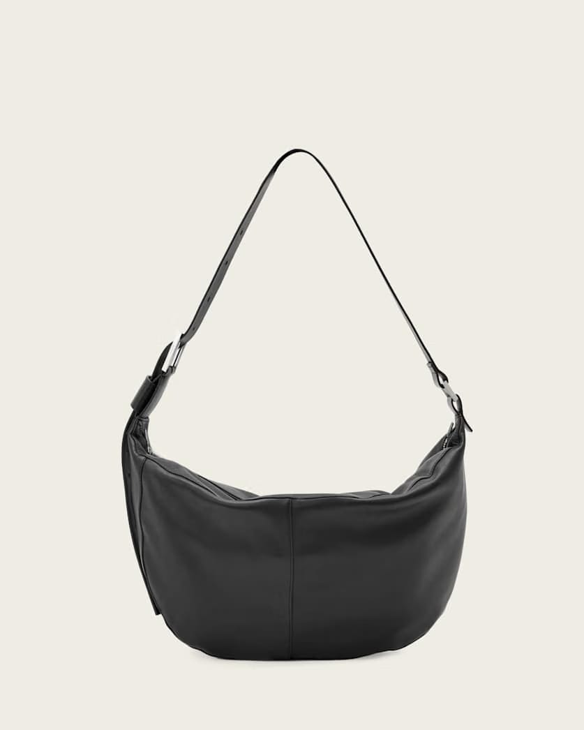 AllSaints Luna Slouchy Leather Shoulder Bag Women's Black/Silver Women's