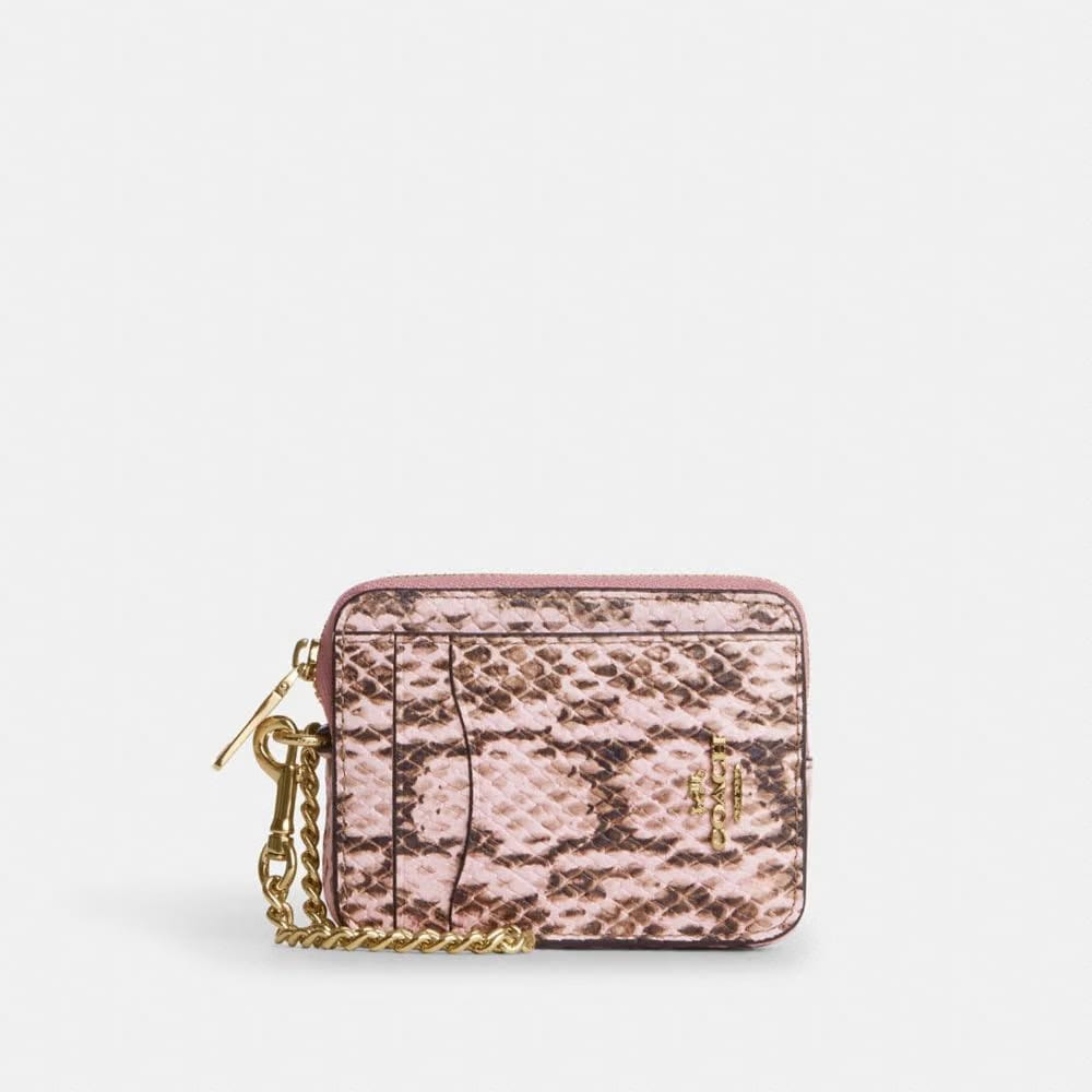 Coach Zip Card Case Gold Pink