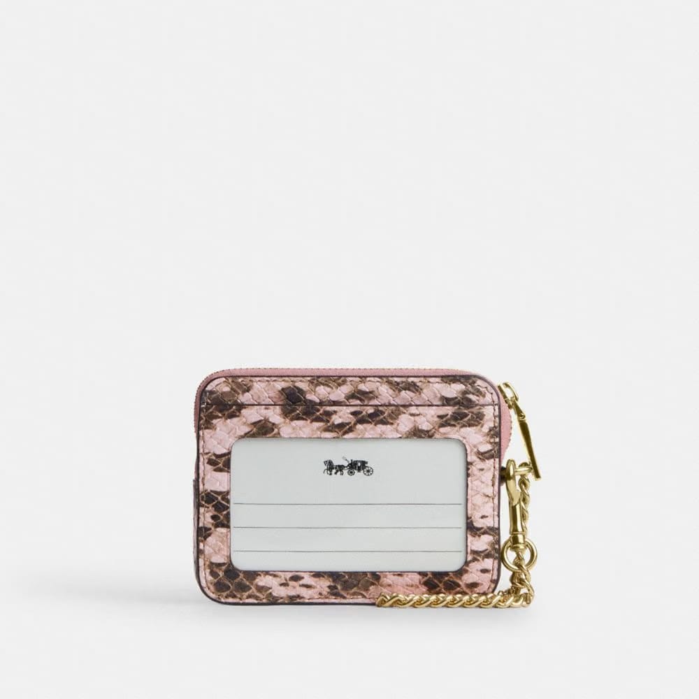Coach Zip Card Case Gold Pink