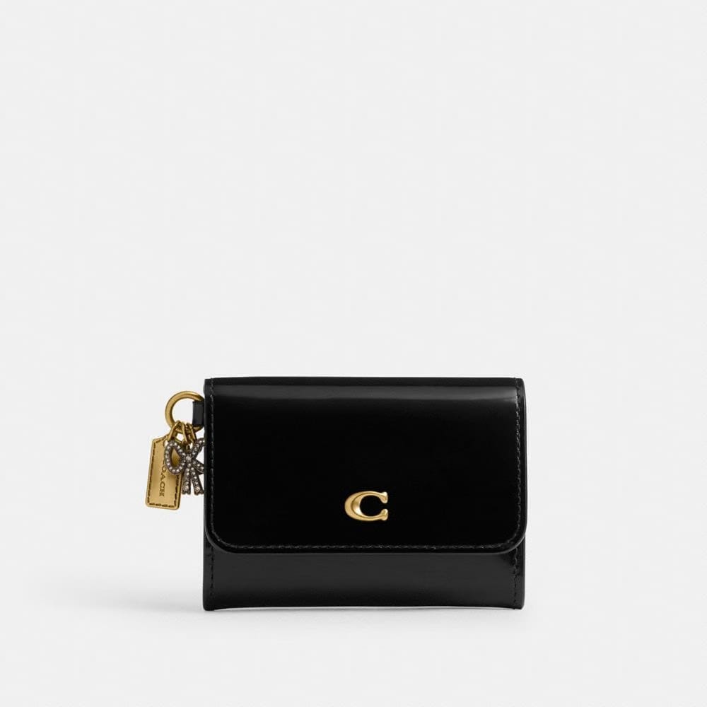 Coach Essential Flap Card Case With Charms Brass Black