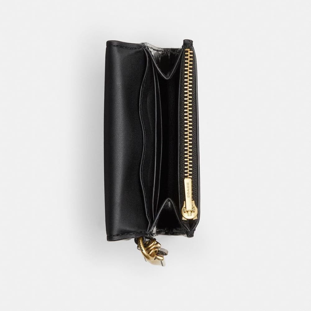Coach Essential Flap Card Case With Charms Brass Black