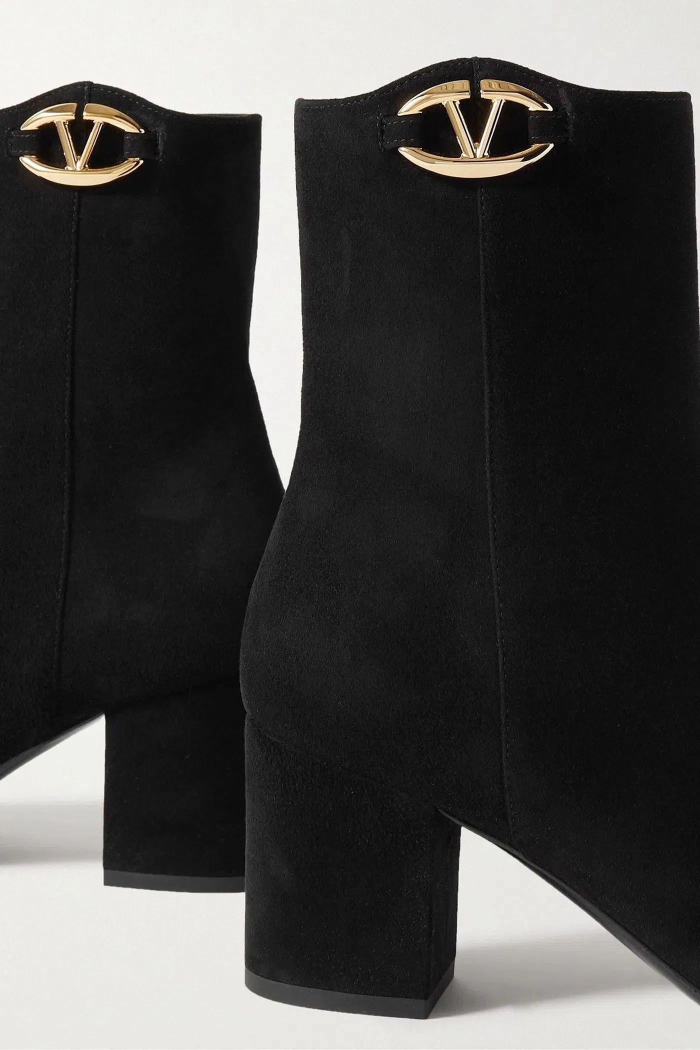 Valentino Garavani Vlogo Bold 70 Embellished Suede Ankle Boots Black Women's