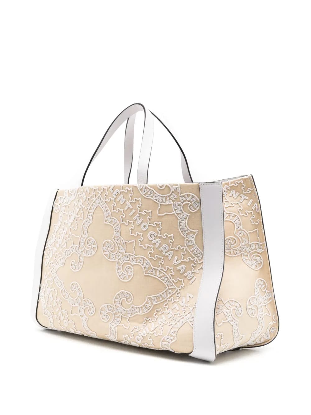 VLOGO embroidered raffia tote bag