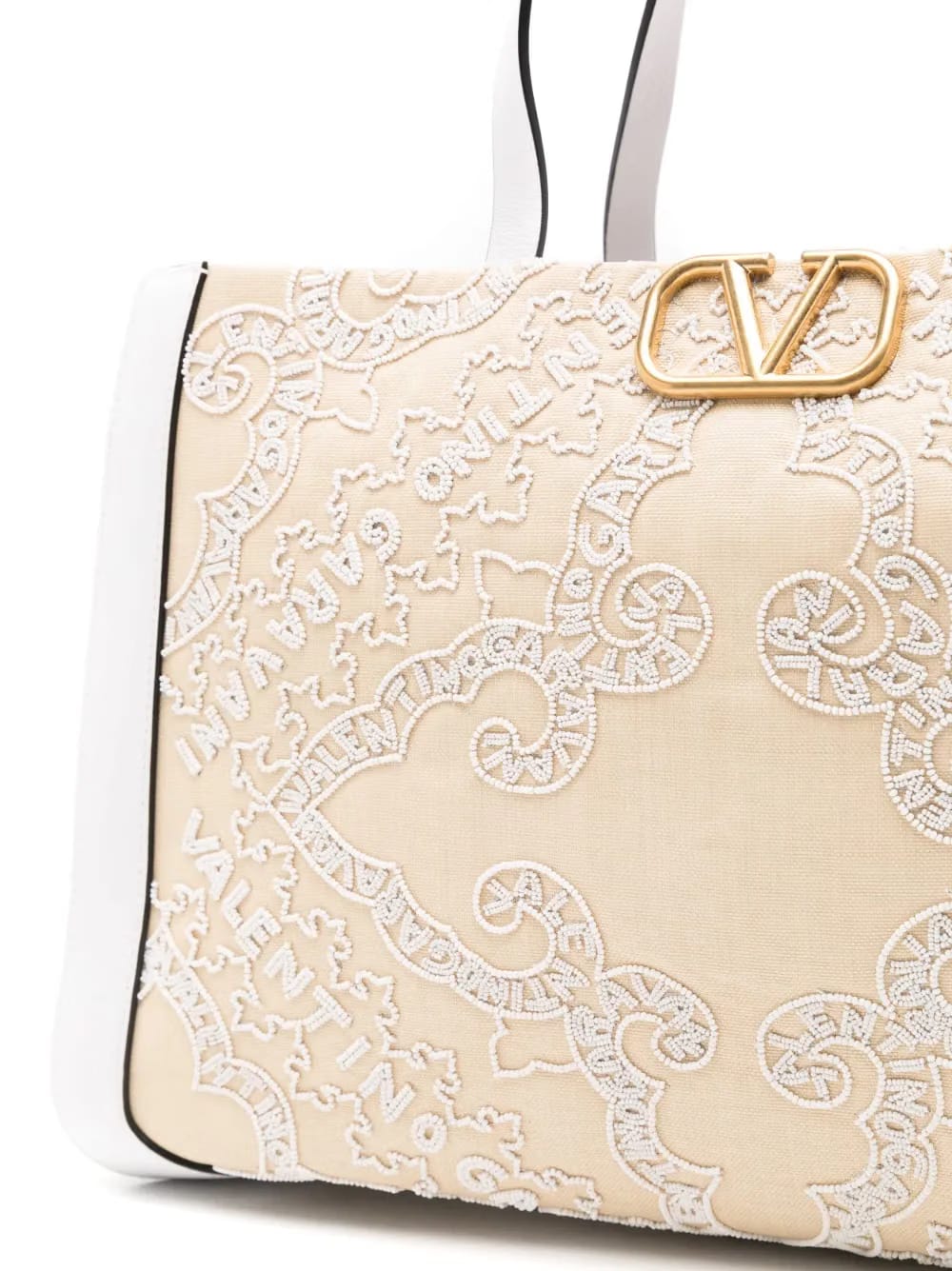 VLOGO embroidered raffia tote bag