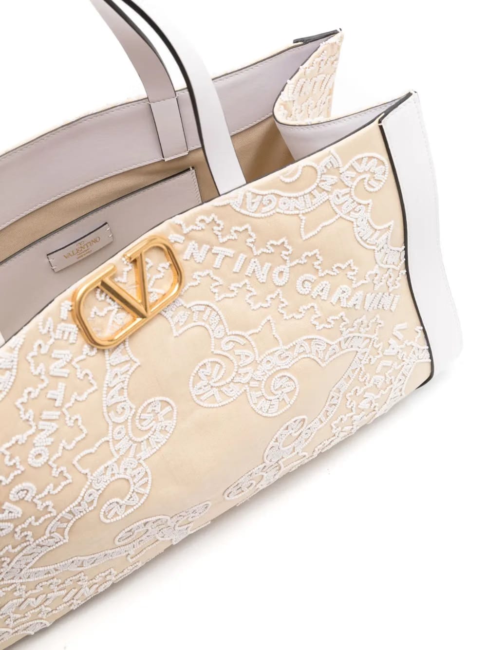 VLOGO embroidered raffia tote bag