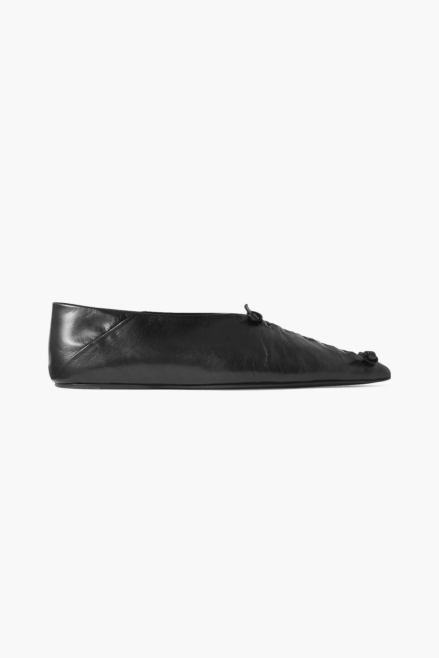 Jil Sander Leather Point-Toe Flats Black Women's