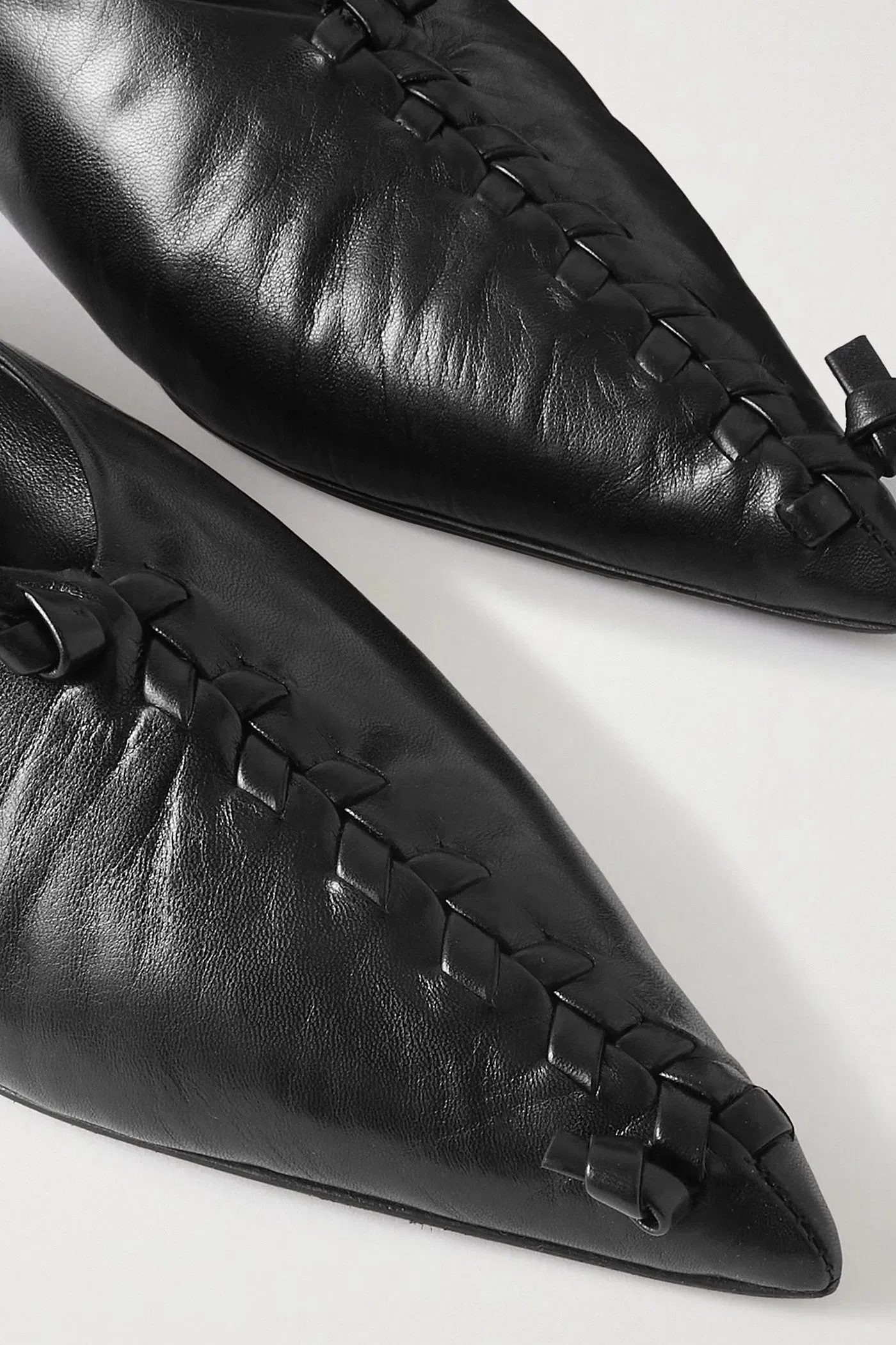 Jil Sander Leather Point-Toe Flats Black Women's
