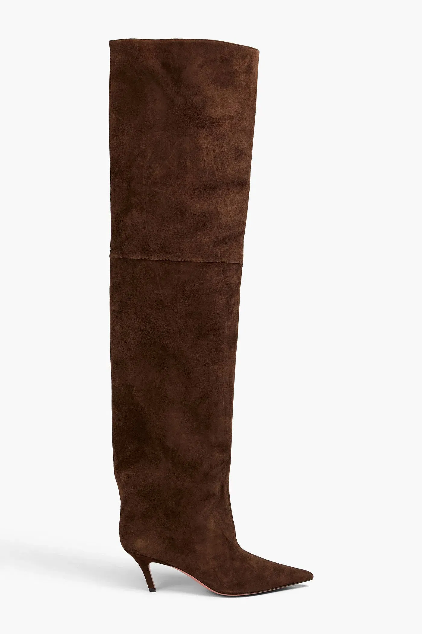 Amina Muaddi Fiona Suede Thigh Boots Chocolate Women's