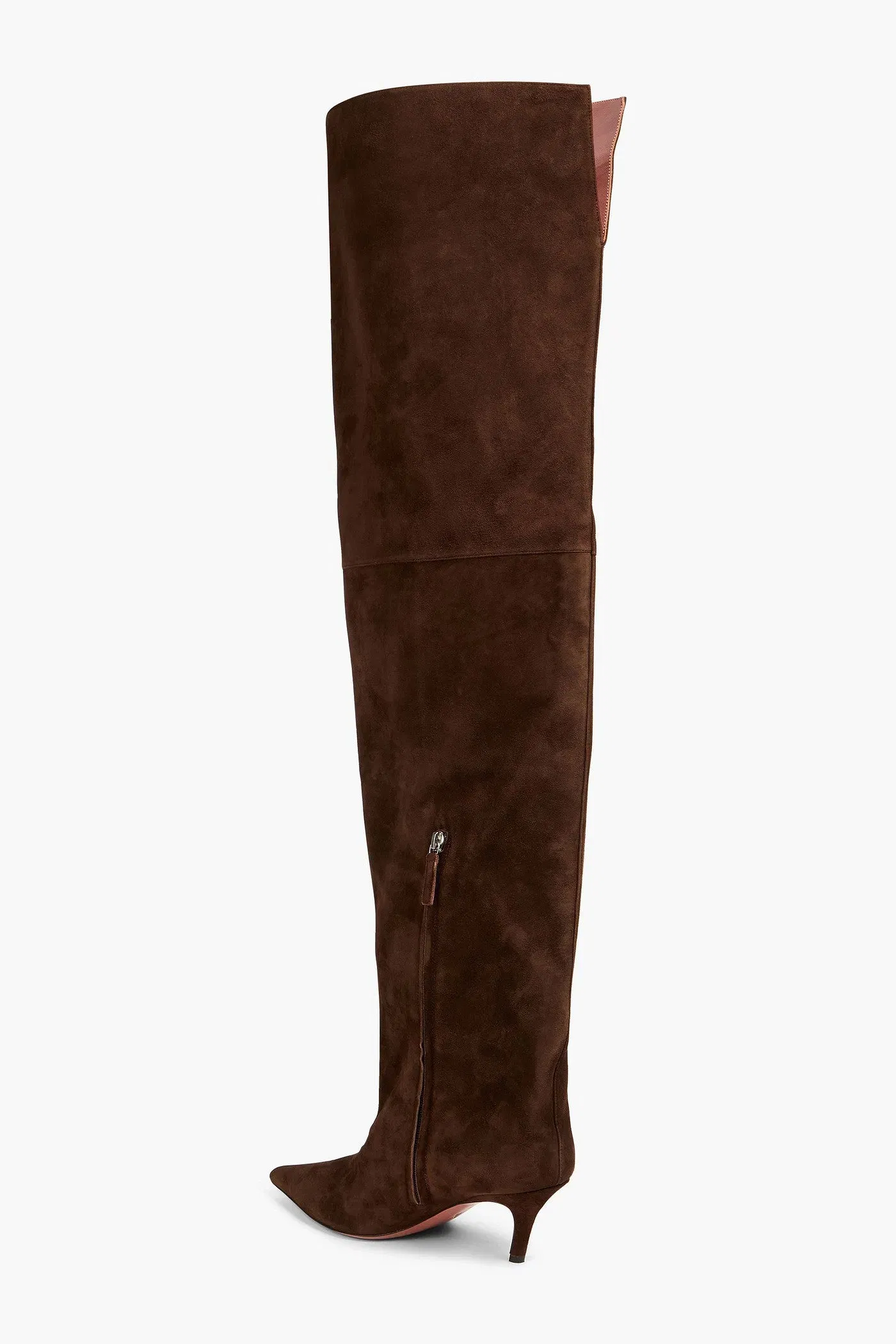 Amina Muaddi Fiona Suede Thigh Boots Chocolate Women's