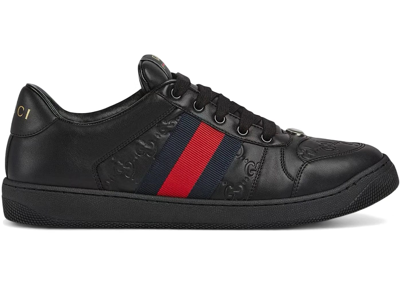 Gucci Screener Black Leather Gg Embossed