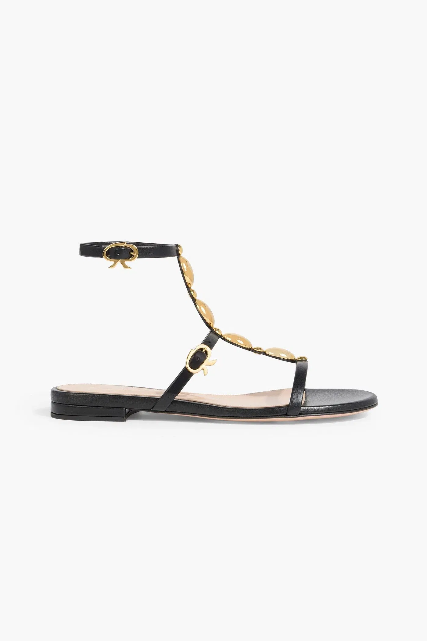 Gianvito Rossi Kalinda Embellished Leather Sandals Black Women's