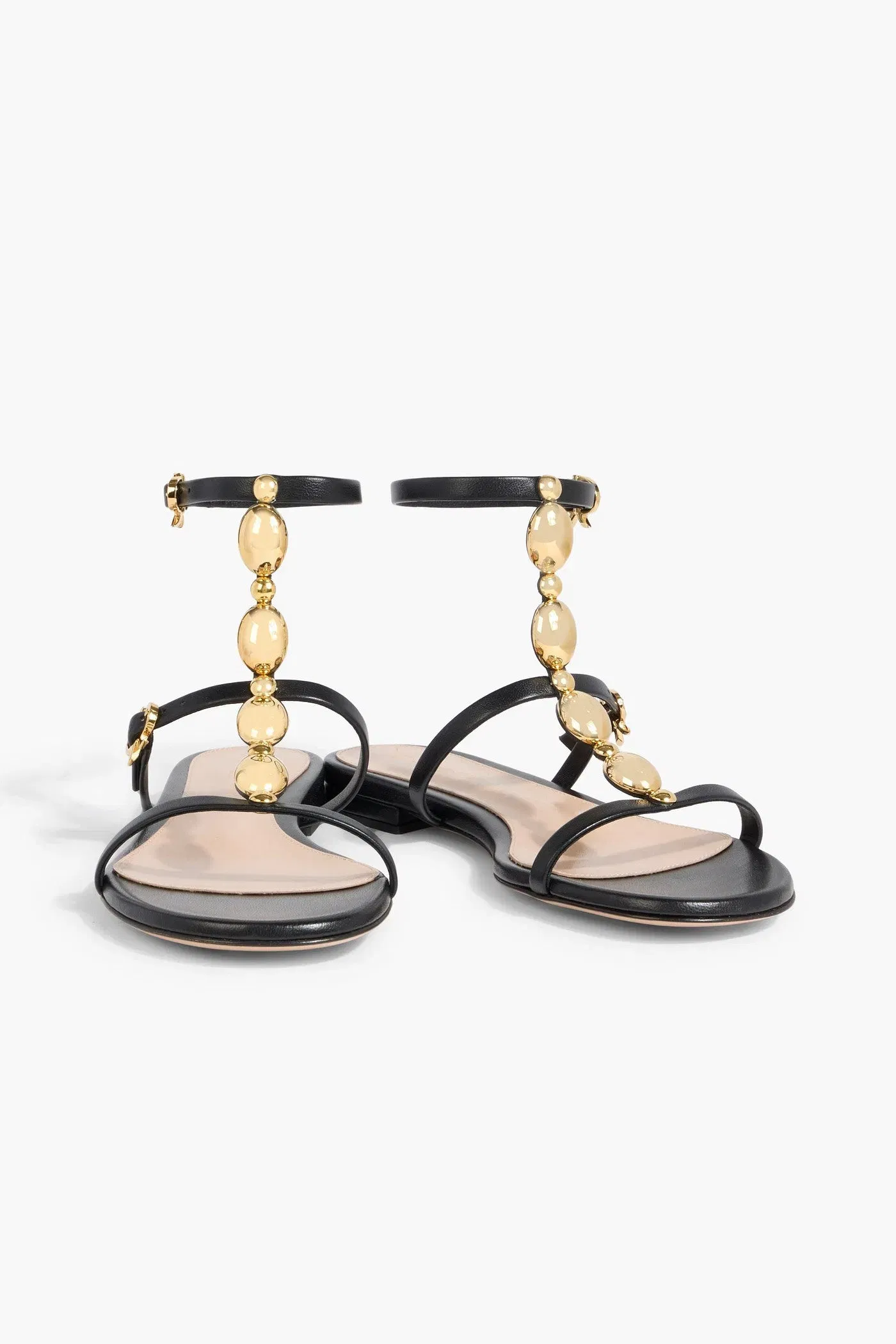 Gianvito Rossi Kalinda Embellished Leather Sandals Black Women's