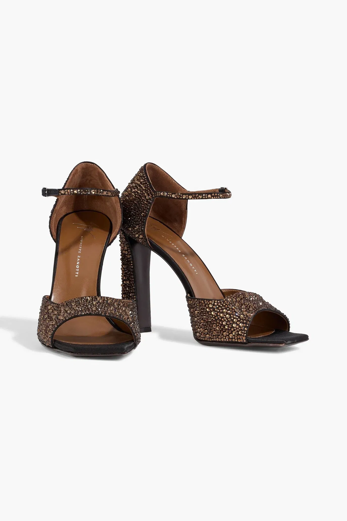 Giuseppe Zanotti Mya 105 Crystal-Embellished Satin Sandals Gold Women's