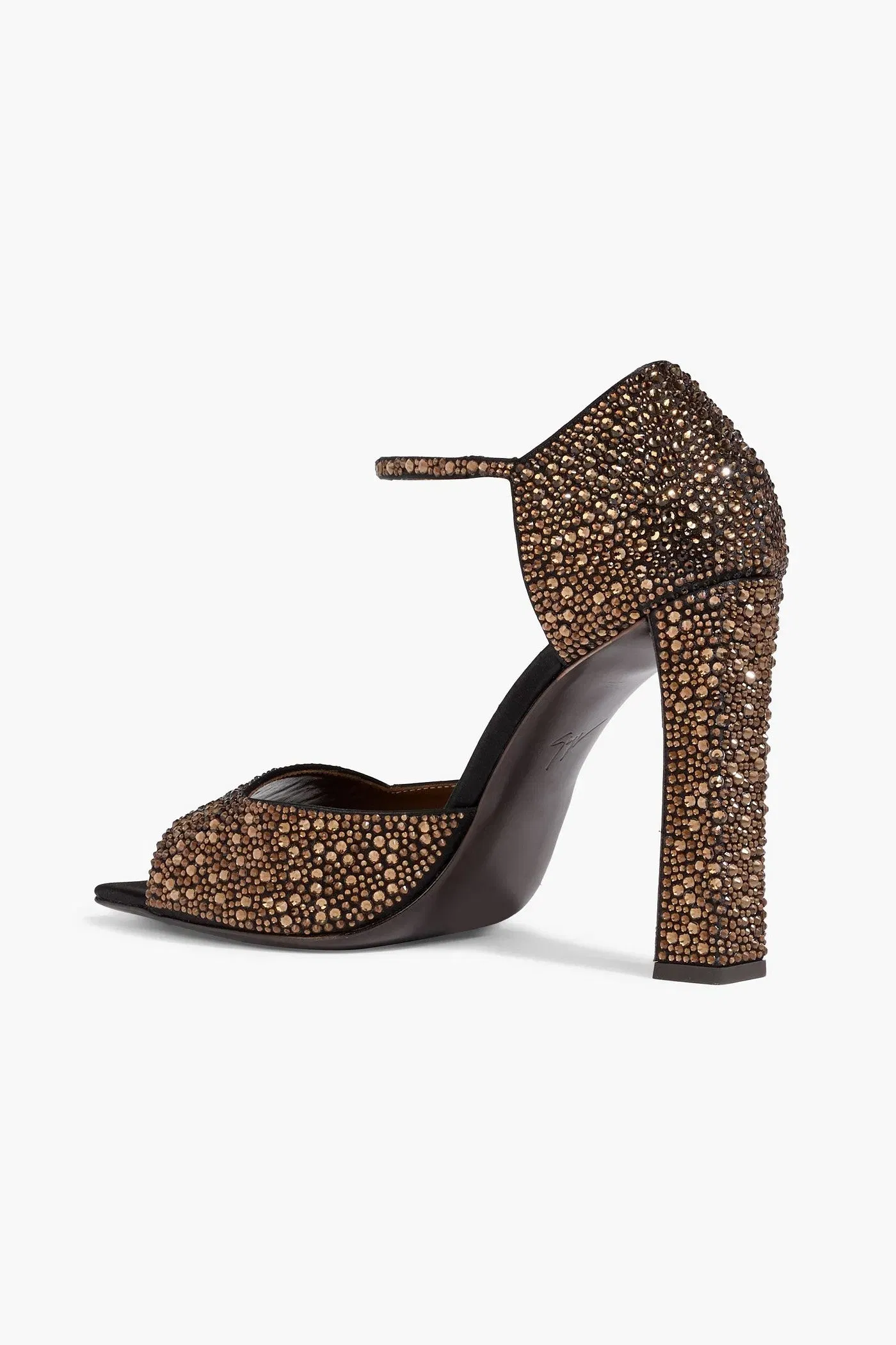 Giuseppe Zanotti Mya 105 Crystal-Embellished Satin Sandals Gold Women's
